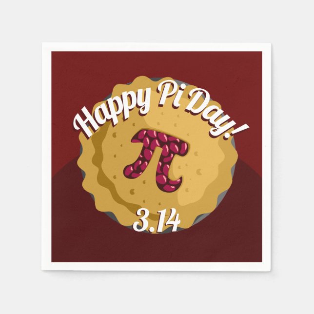 Servilleta De Papel Feliz Día De Pi | Funny Pie Fiesta Napkins (Anverso)