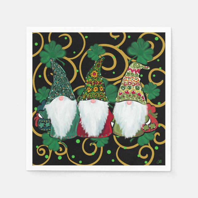 Servilleta De Papel Feliz día de San Patricio GNOMES    (Anverso)