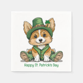 Servilleta De Papel Feliz Día de San Patricio Perro Corgi
