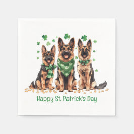 Servilleta De Papel Feliz día de San Patricio Perros Pastor Alemán