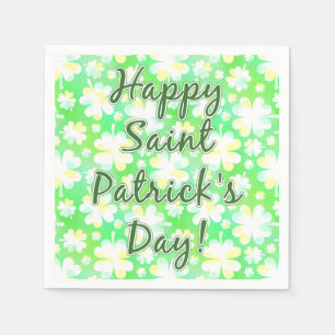 Servilleta De Papel Feliz Día de San Patricio Shamrock acuarela retro