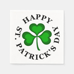 Servilleta De Papel FELIZ DÍA DE SAN PATRICIOS Texto verde Trébol Sham