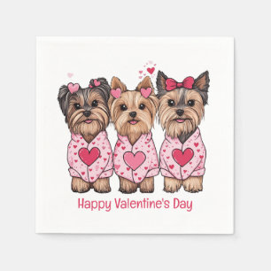 Servilleta De Papel Feliz Día de San Valentín a los perros yorkie