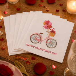 Servilleta De Papel Feliz día de San Valentín | Bicicleta y globos
