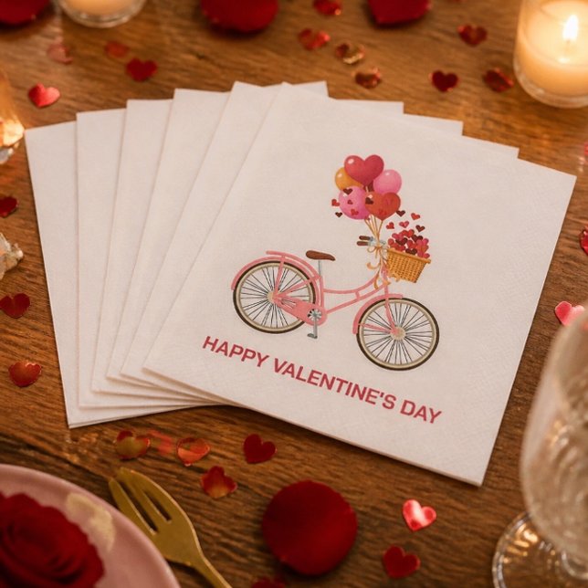 Servilleta De Papel Feliz día de San Valentín | Bicicleta y globos (Subido por el creador)