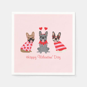 Servilleta De Papel Feliz Día de San Valentín Bulldoges franceses