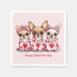 Servilleta De Papel Feliz Día de San Valentín Perros Chihuahua