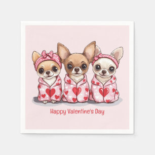 Servilleta De Papel Feliz Día de San Valentín Perros Chihuahua