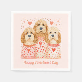 Servilleta De Papel Feliz Día de San Valentín Perros Goldendoodle