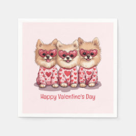 Servilleta De Papel Feliz Día de San Valentín Perros Pomeranos