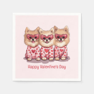 Servilleta De Papel Feliz Día de San Valentín Perros Pomeranos
