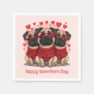 Servilleta De Papel Feliz día de San Valentín perros Pug