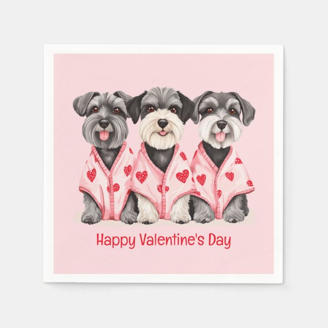Servilleta De Papel Feliz día de San Valentín perros Schnauzer (Anverso)