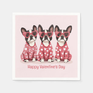 Servilleta De Papel Feliz Día de San Valentín Perros Terrier de Boston