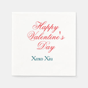 Servilleta De Papel Feliz día de San Valentín rojo azul xoxo amor nomb