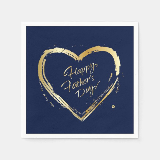 Servilleta De Papel Feliz Día del Padre Diseño Moderno Corazón de Oro (Anverso)