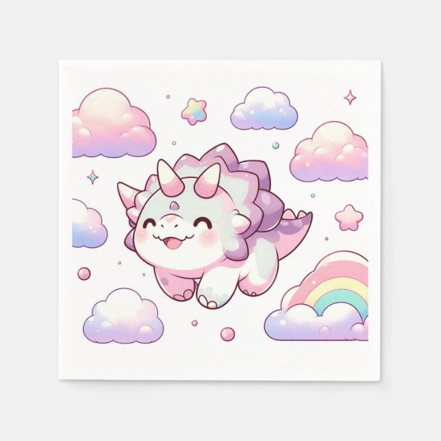 Servilleta De Papel Feliz Dinosaurio Simple Baby Shower (Anverso)