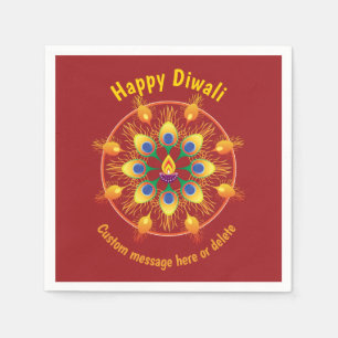 Servilleta De Papel Feliz Diwali, textos personalizados, maroon / maro