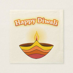 Servilleta De Papel Feliz Diwali y lámpara Diya