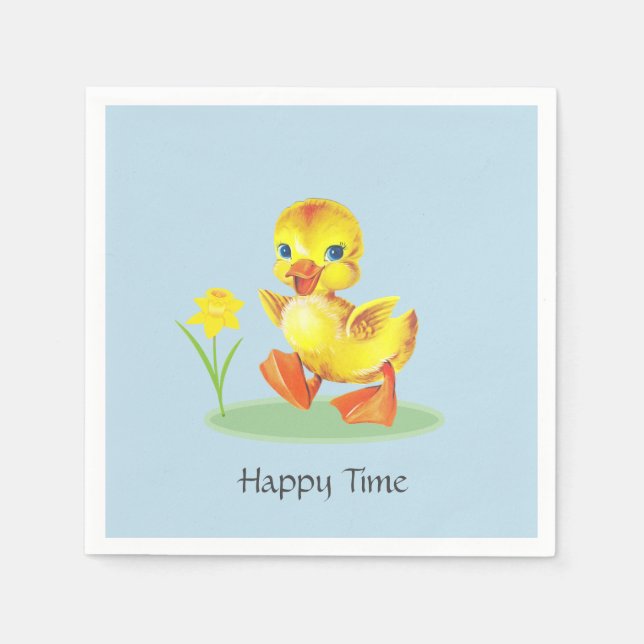 Servilleta De Papel Feliz Duckling en azul claro (Anverso)