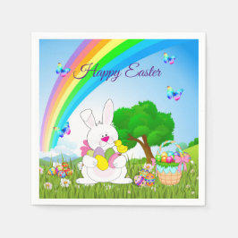 Servilleta De Papel Feliz Easter Bunny Colored Eggys Cute