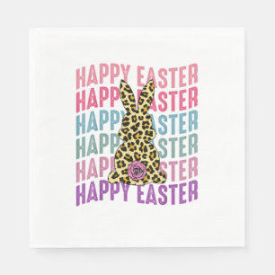 Servilleta De Papel Feliz Easter Leopardo Bunny Groovy Conejo Cute