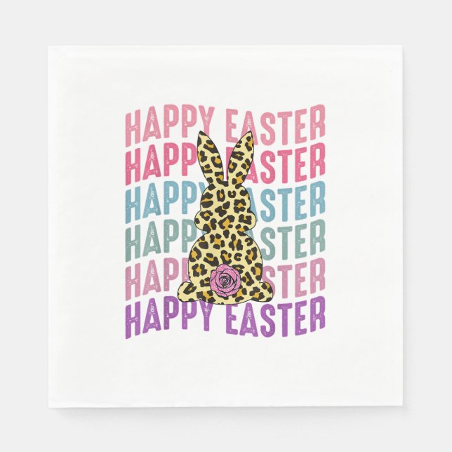 Servilleta De Papel Feliz Easter Leopardo Bunny Groovy Conejo Cute (Anverso)