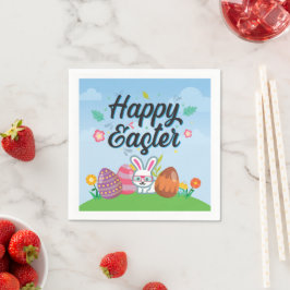 Servilleta De Papel Feliz Eggys de Pascua Bunny & Flowers