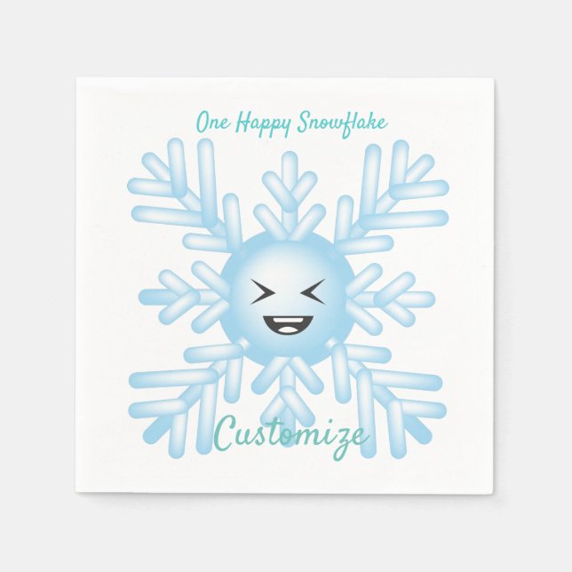 Servilleta De Papel Feliz Emoticon de Snowflake Thunder_Cove (Anverso)