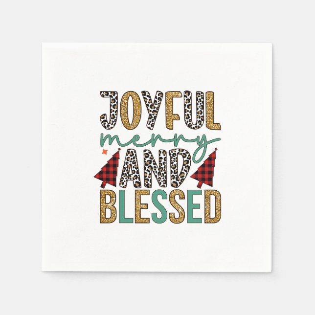 Servilleta De Papel Feliz Feliz Feliz Navidad Y Bendito (Anverso)