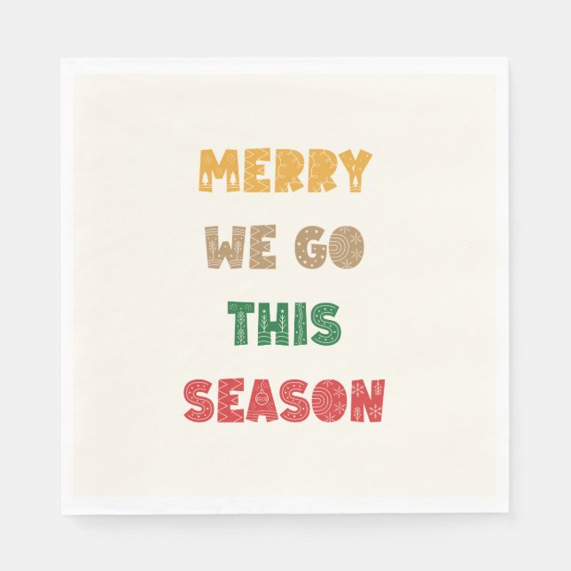 Servilleta De Papel Feliz, Feliz Navidad, Navidades, Retro (Anverso)