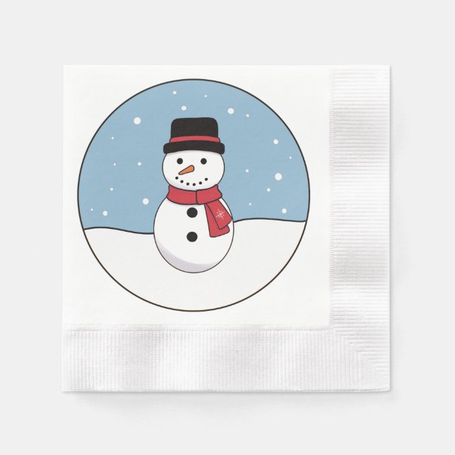 Servilleta De Papel Feliz feriado de Navidades de Snowman (Anverso)