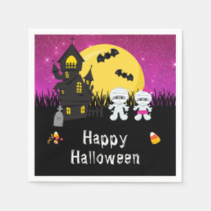 Servilleta De Papel Feliz Fiesta de Halloween Mummy Pink