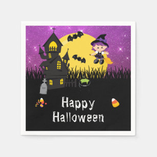 Servilleta De Papel Feliz Fiesta de Halloween Witch Purple