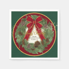 Servilleta De Papel Feliz fiesta navideña decoro Wreath de pino