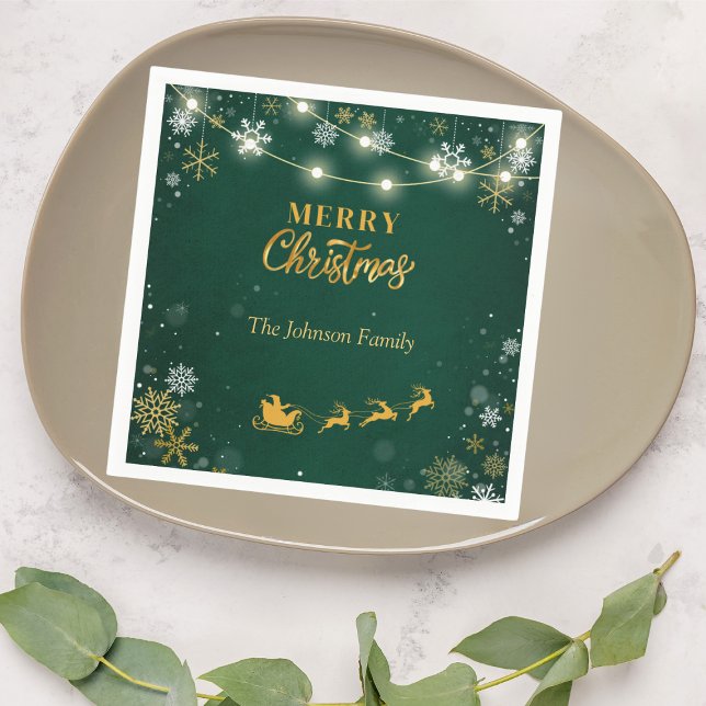 Servilleta De Papel Feliz Fiesta navideño Snowflakes y Santa Claus (Subido por el creador)