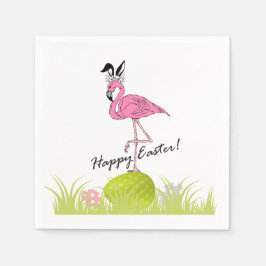 Servilleta De Papel Feliz Flamingo Rosa de Pascua Arejas Conejitas y H