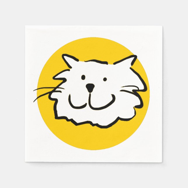 Servilleta De Papel Feliz Gato Sonriente. Con Tema De Gato (Anverso)