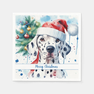 Servilleta De Papel Feliz Gorra de Navidad Dalmatian festivo -