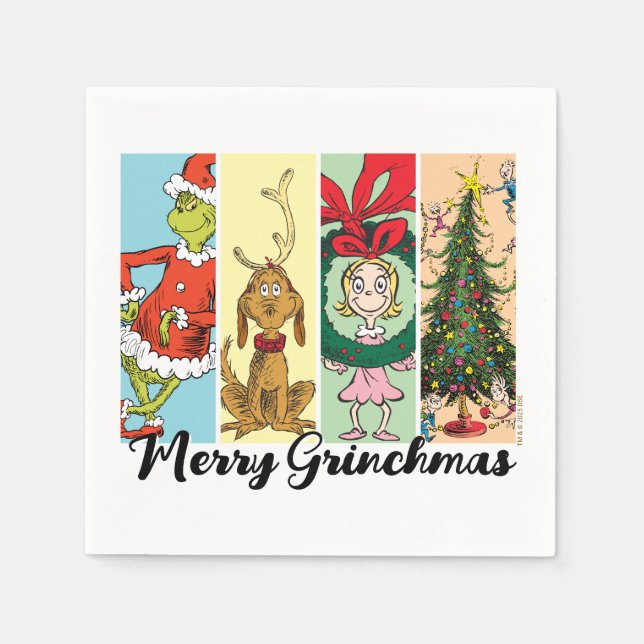 Servilleta De Papel Feliz Grinchmas Colaje Navideño (Anverso)