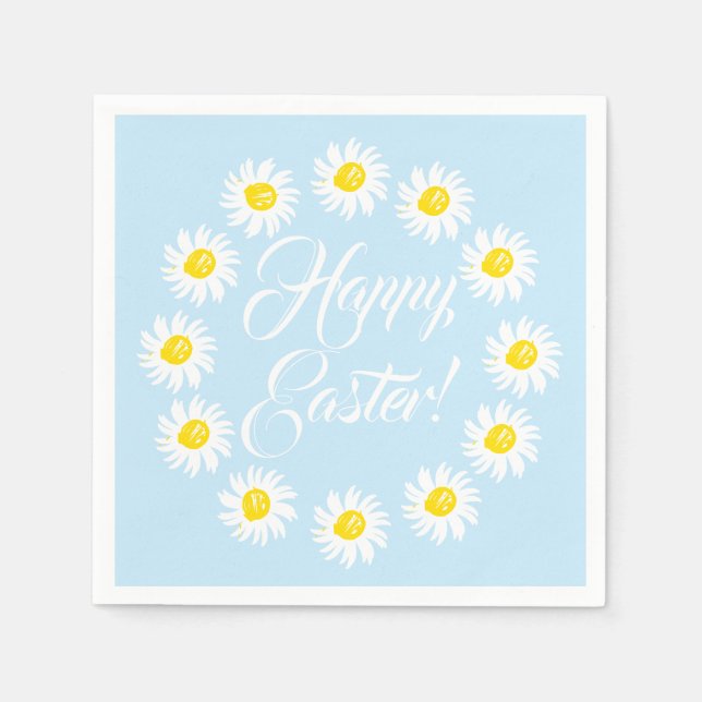Servilleta De Papel Feliz guion azul de Pascua lindo daisy alegre dive (Anverso)