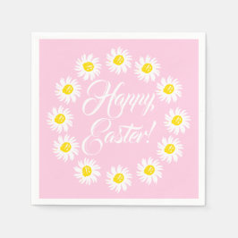 Servilleta De Papel Feliz guion rosa de Pascua lindo daisy alegre dive