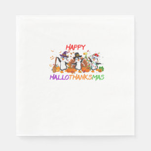 Servilleta De Papel Feliz Hallothanksmas Penguin Halloween Gracias