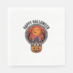 Servilleta De Papel Feliz Halloween Bulldog Bruja Calabaza Camiseta Vi