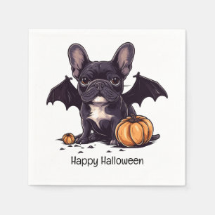 Servilleta De Papel Feliz Halloween Bulldog francés Bat Wings