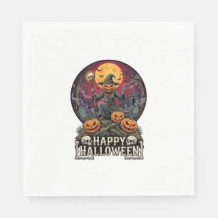 Servilleta De Papel Feliz Halloween Calabaza Brujo Cementerio Luna Lle