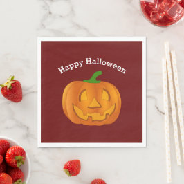 Servilleta De Papel Feliz Halloween Calabaza Roja