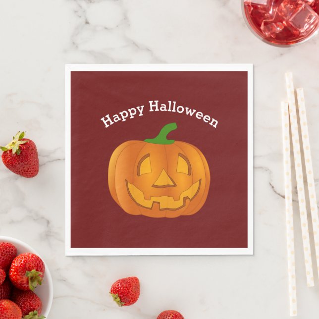 Servilleta De Papel Feliz Halloween Calabaza Roja (In situ)