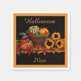 Servilleta De Papel Feliz Halloween Calabazas y Girasoles