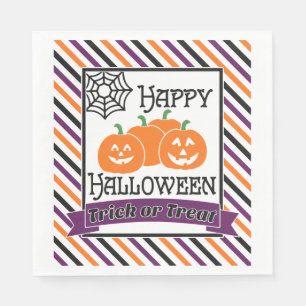 Servilleta De Papel Feliz Halloween, calabazas y Spiderweb